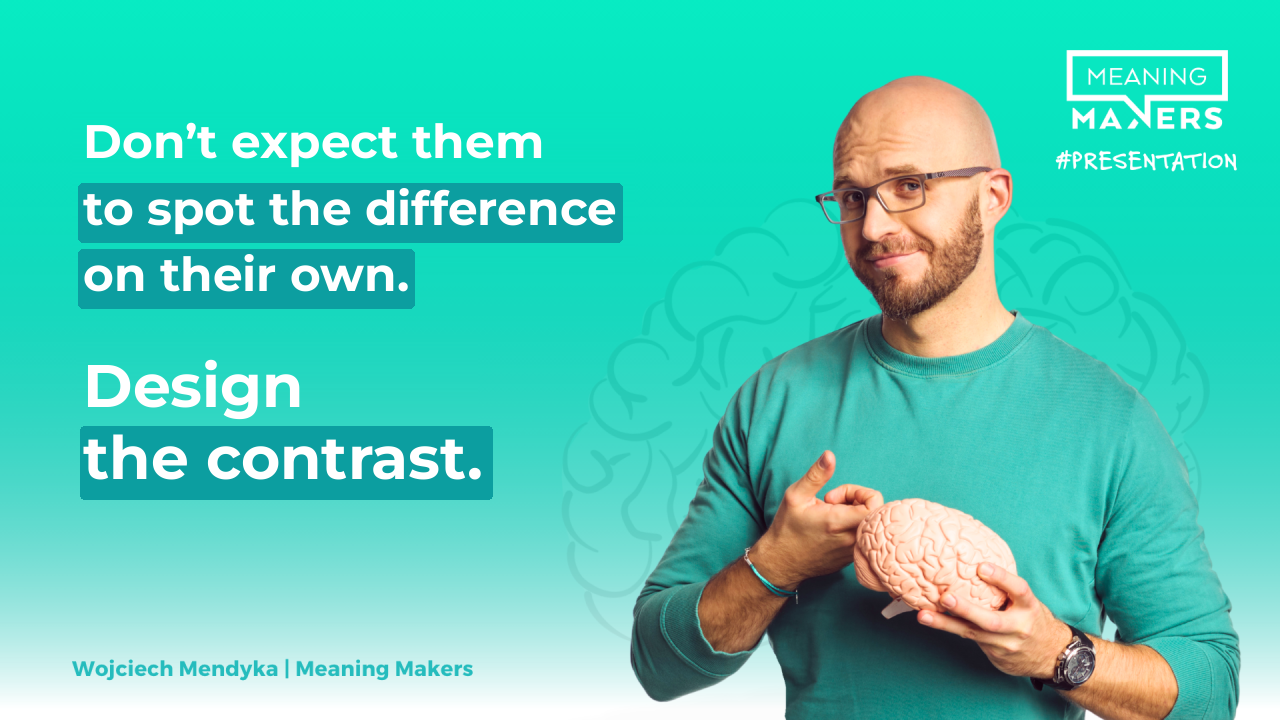 Article banner with the title: Don’t expect them to spot the difference on their own. Design the contrast.