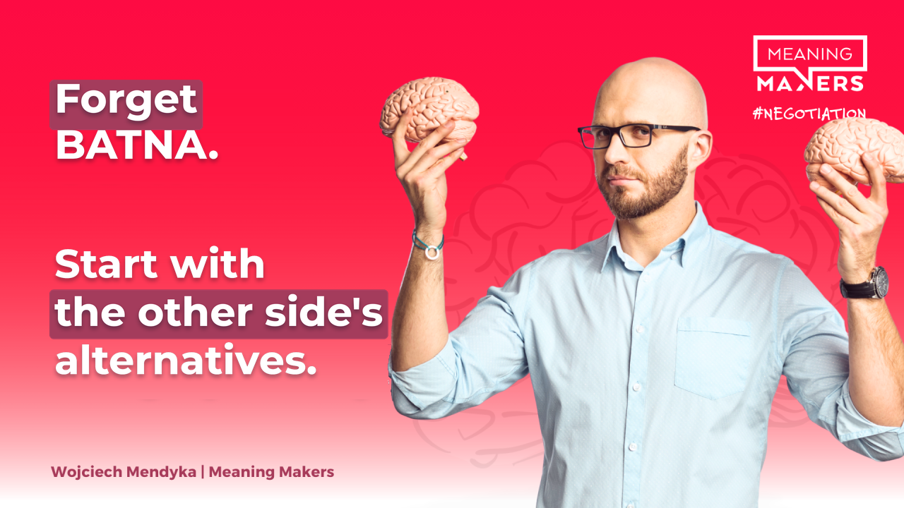 Article banner by Wojtek Mendyka: Forget BATNA. Start with the other side’s alternatives.