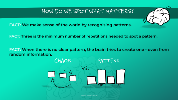 The brain prefers pattern over chaos. Provide it with a pattern, or you might not be happy with the result.