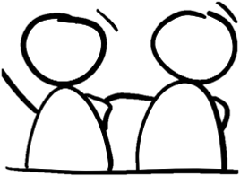 Oryginalna ilustracja Meaning Makers — wspierające się osoby