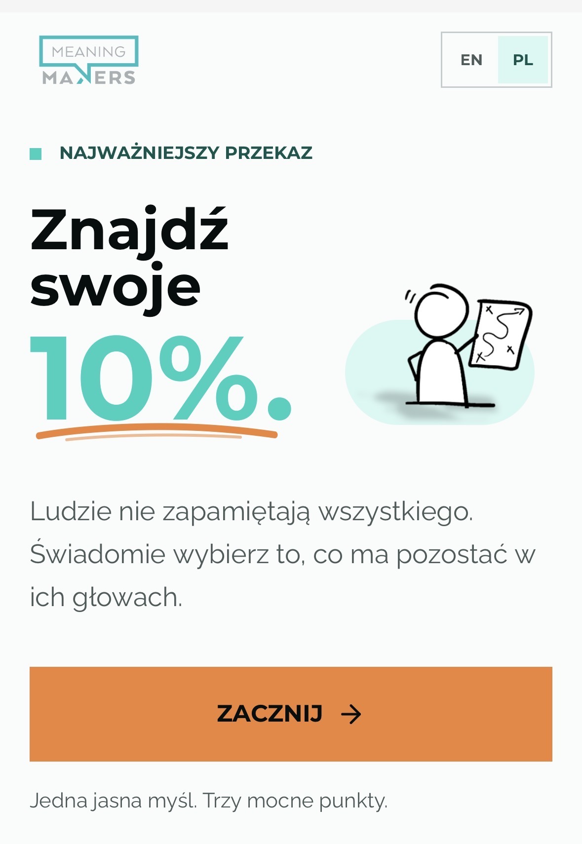 Oryginalny ekran modułu coacha AI Meaning Makers