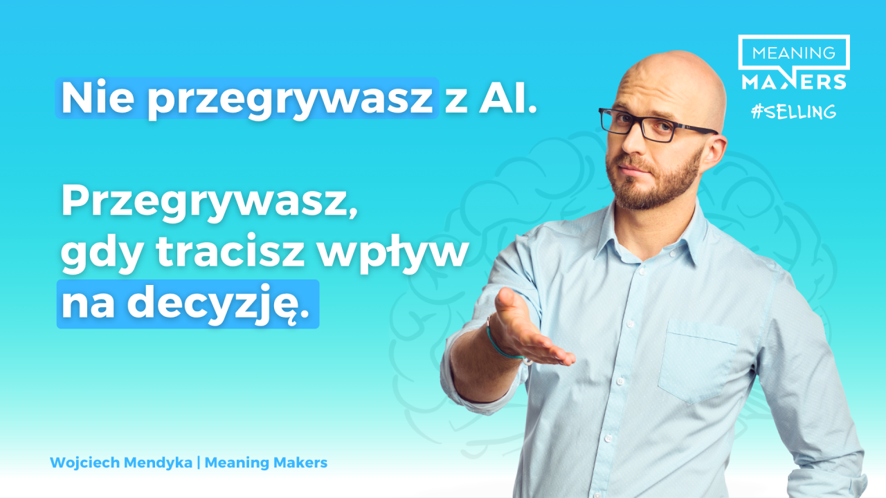 Banner artykułu z tytułem: Nie przegrywasz z AI. Przegrywasz, gdy tracisz wpływ na decyzję.